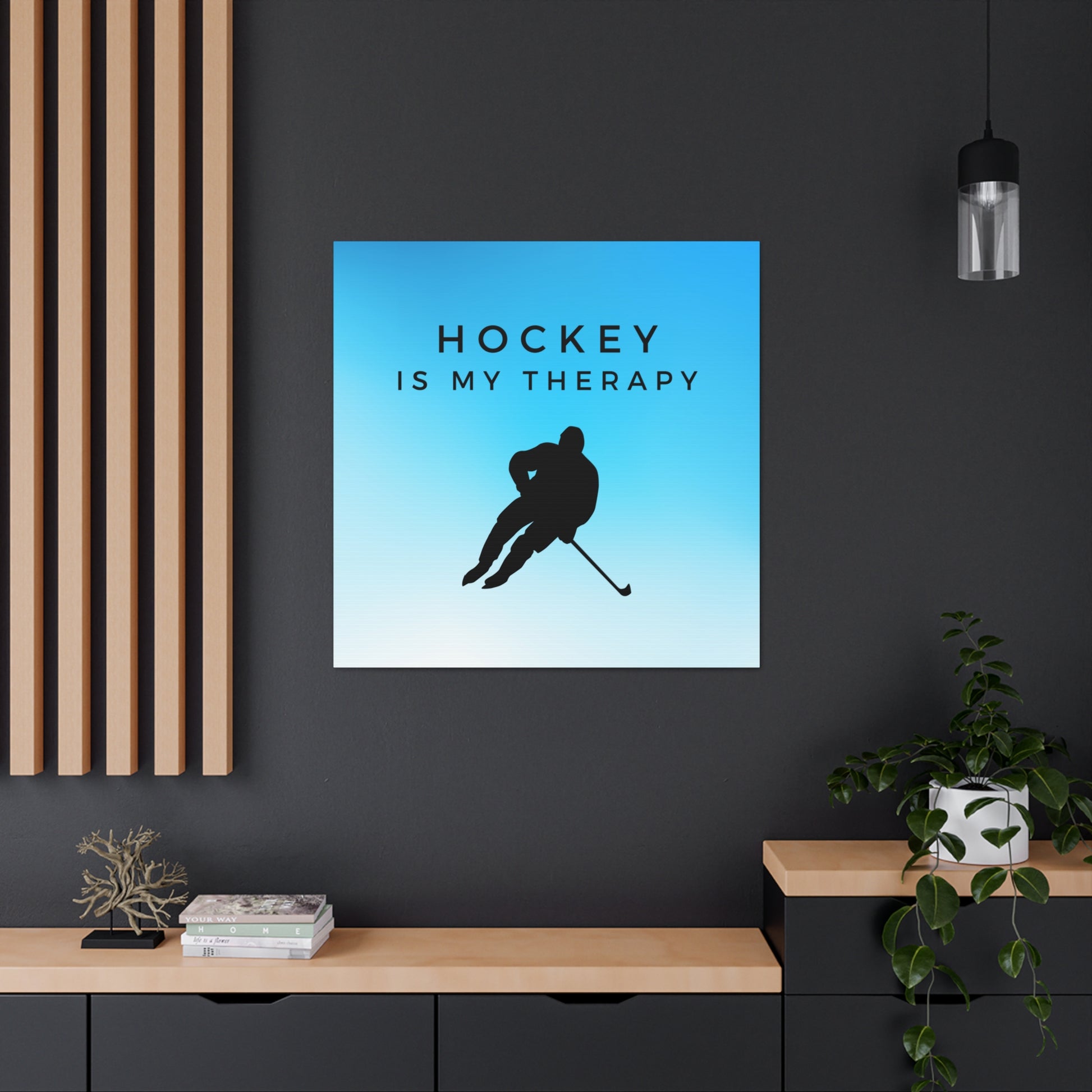 Abstract hockey canvas wall art for sports-themed spaces
