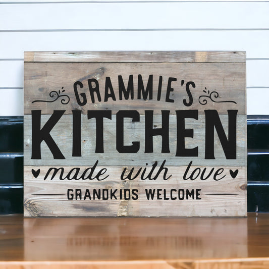 "Rustic Grammie's Kitchen canvas print in high-quality cotton"
