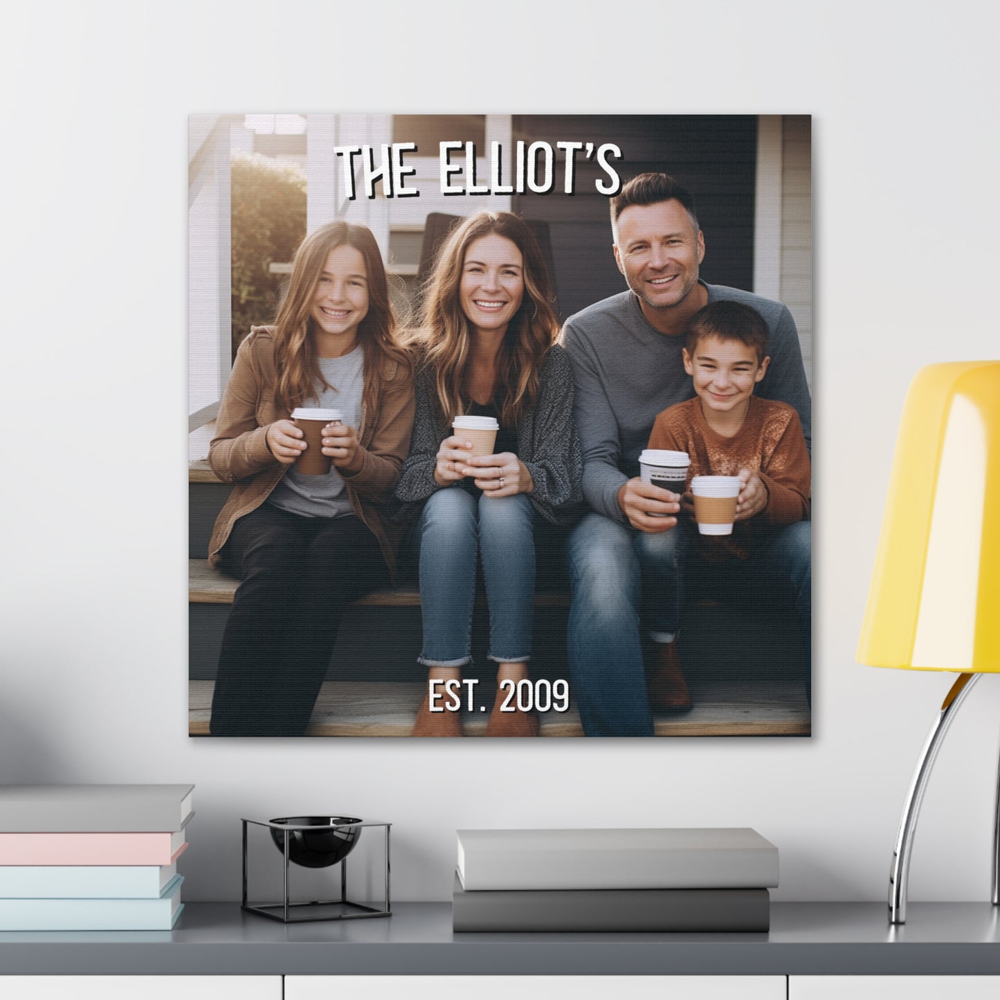 Custom family name canvas with est. date and photo
