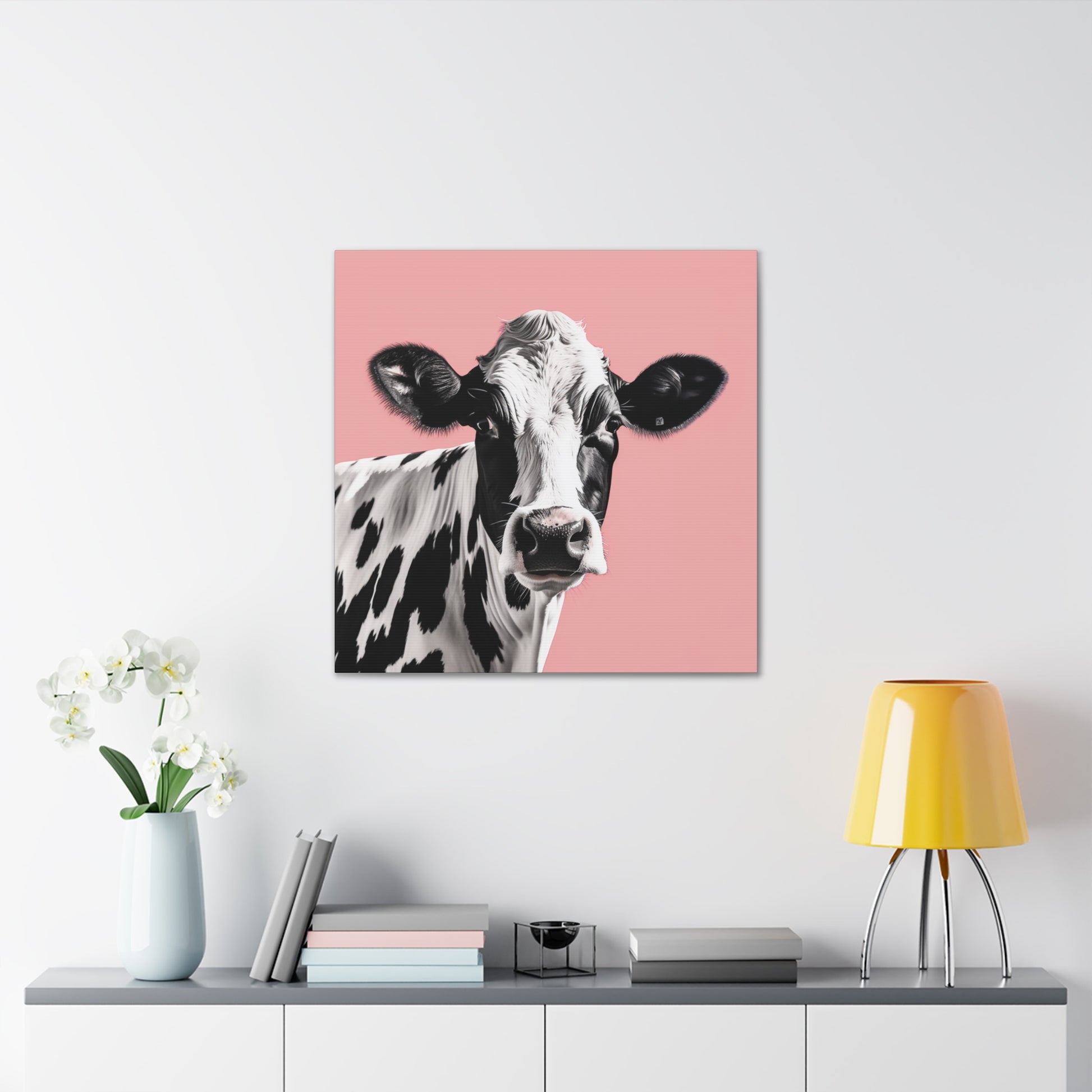 Up-close cow painting for living room
