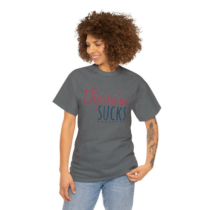 Classic fit t-shirt with "Depression Sucks" text for advocacy.
