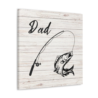 Fishing gift wall art for dad with fishing rod and reel illustration
