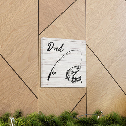 Rustic white wood wall art with fishing pole and Dad text
