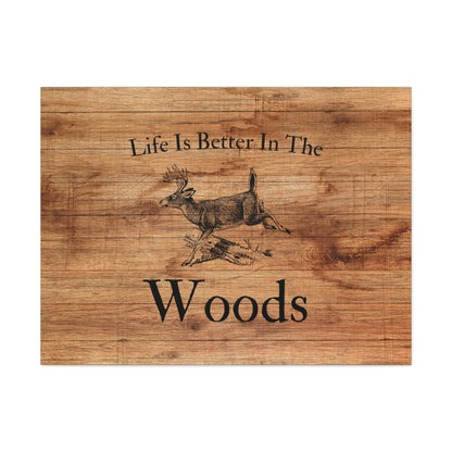 Deer running through the forest wall art on canvas
