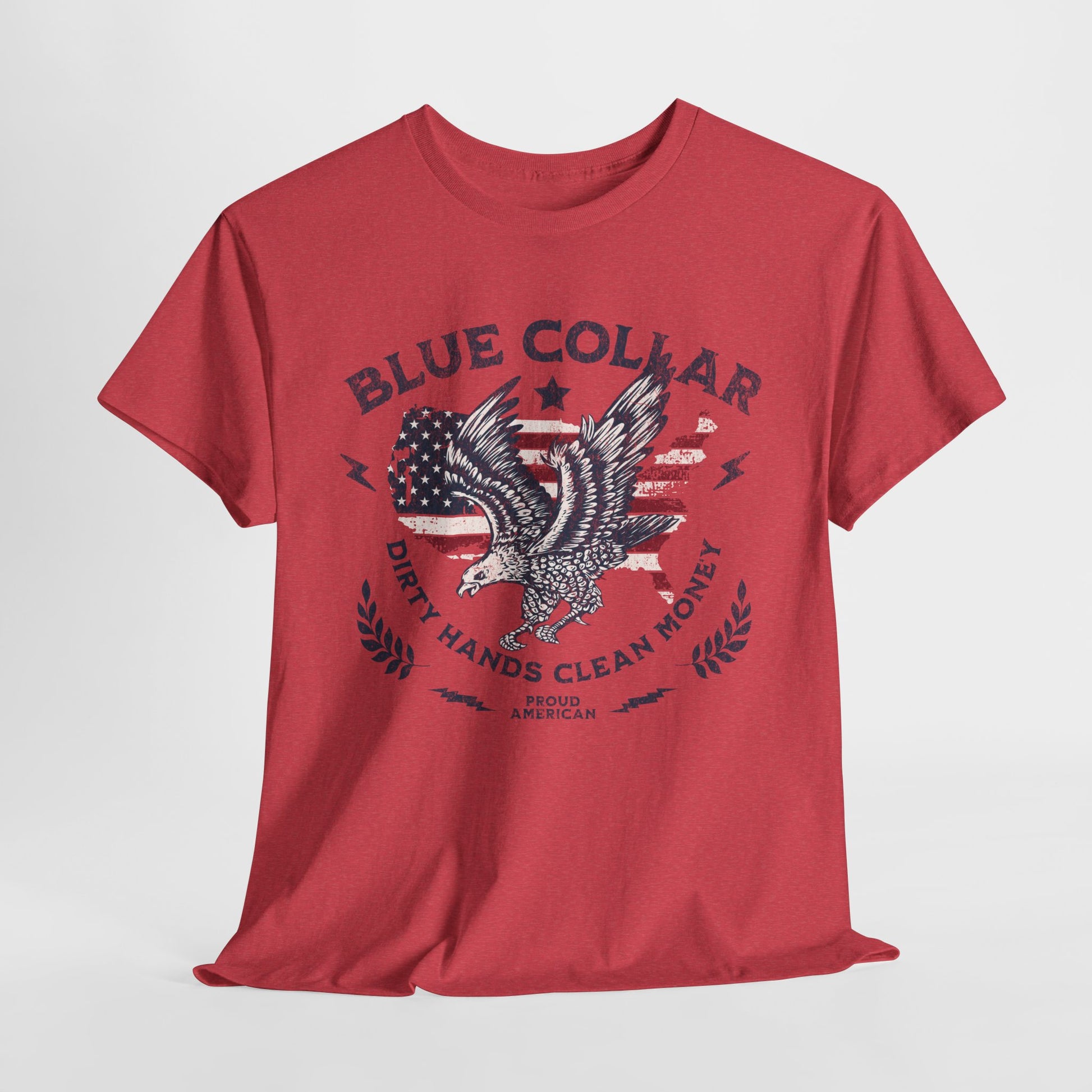 Red white and blue collar shirt design for patriotic workers

