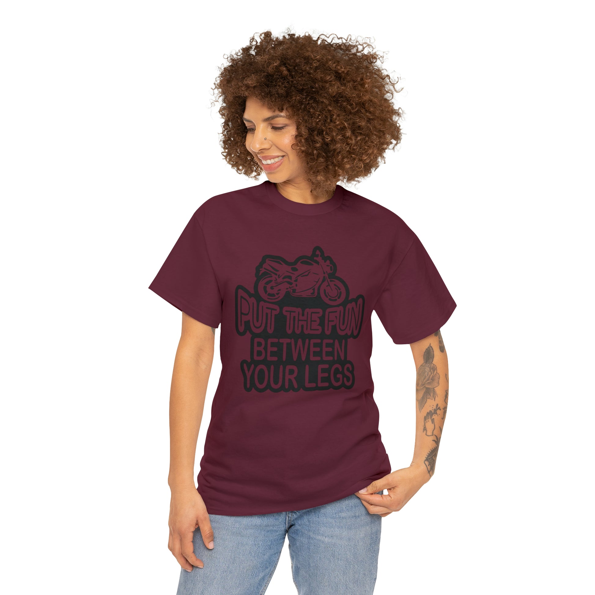 "Motorcycle, Put The Fun Between Your Legs" T-Shirt - Weave Got Gifts - Unique Gifts You Won’t Find Anywhere Else!