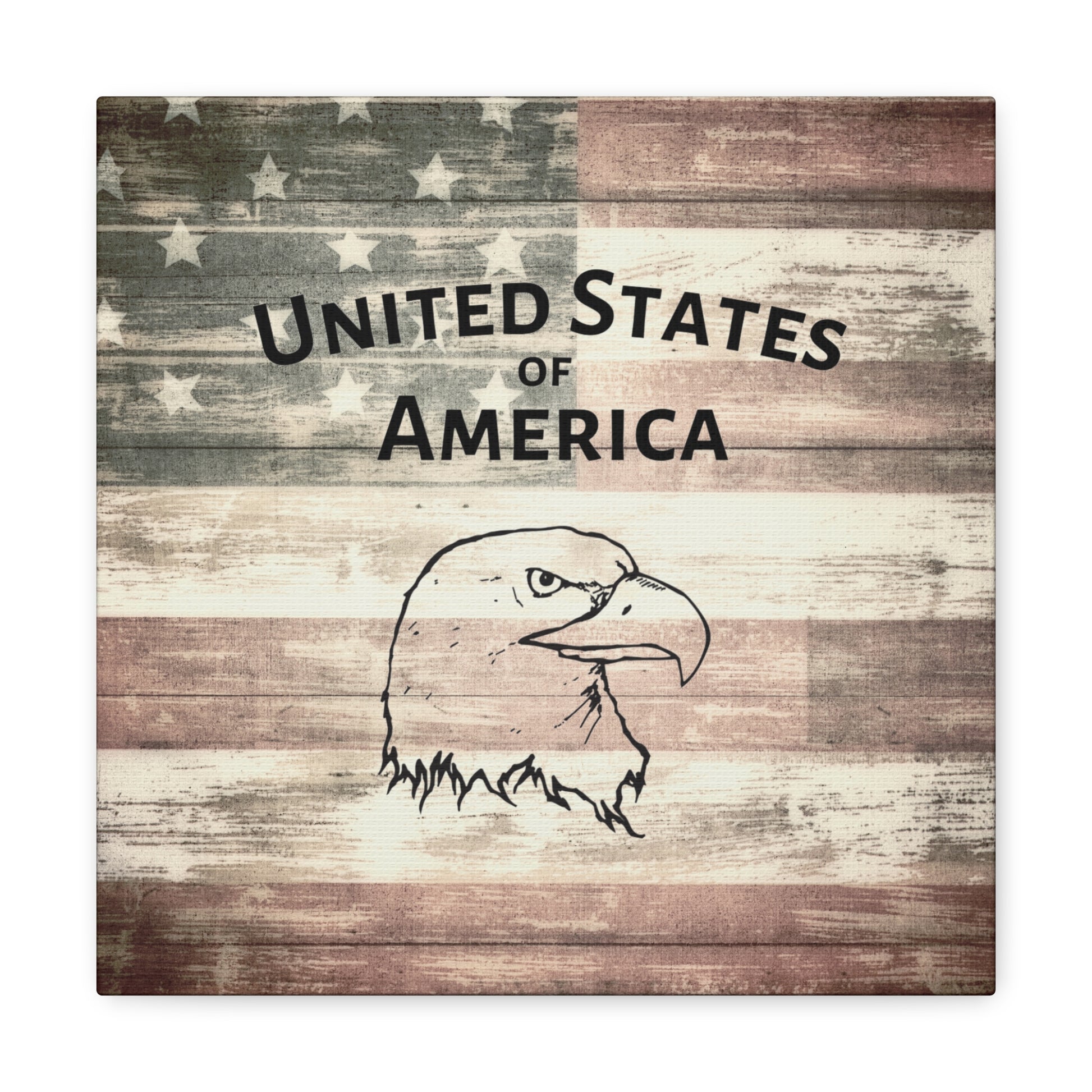 Patriotic wall hanging with wood-look background
