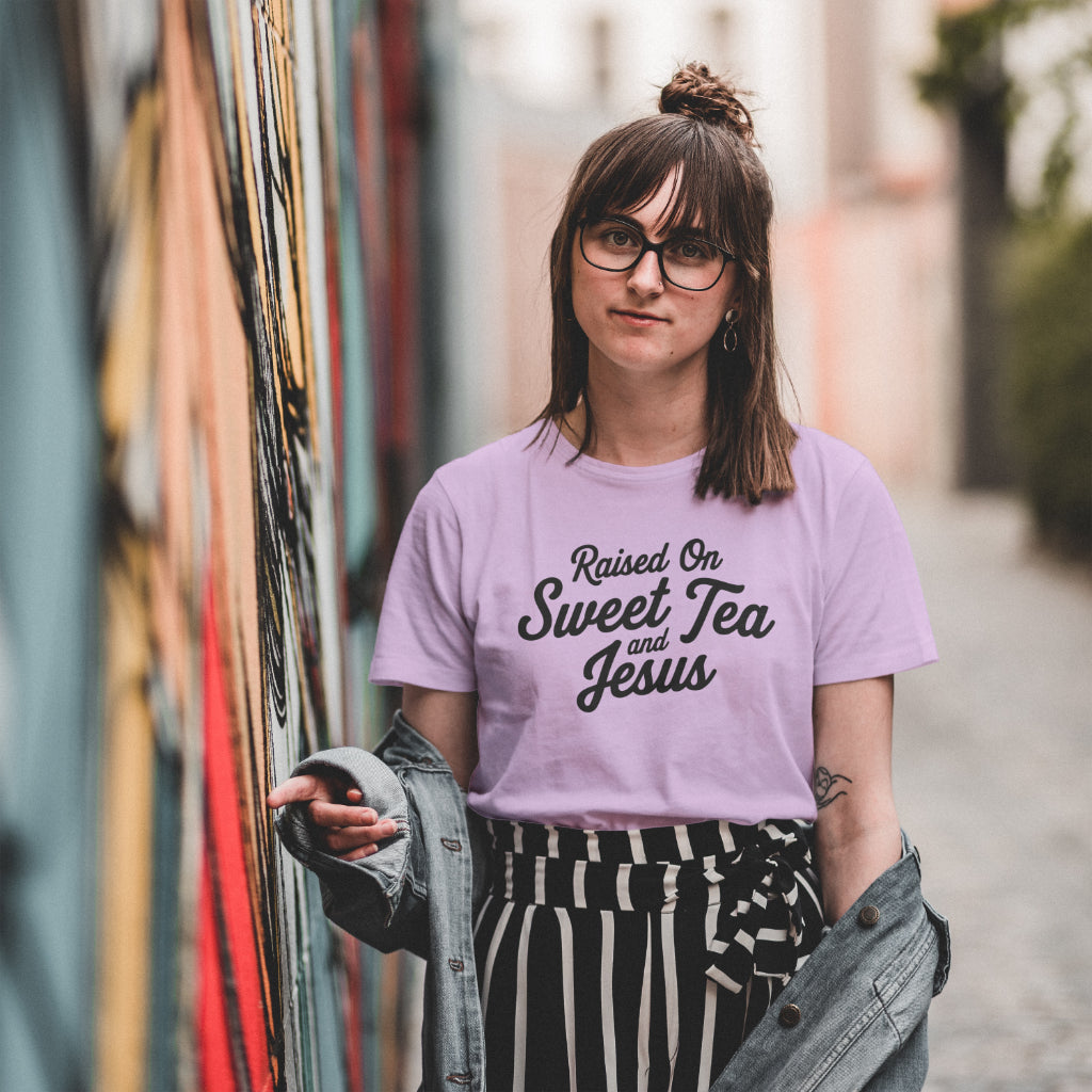 Southern Christian t-shirt with faith and tea-inspired quote