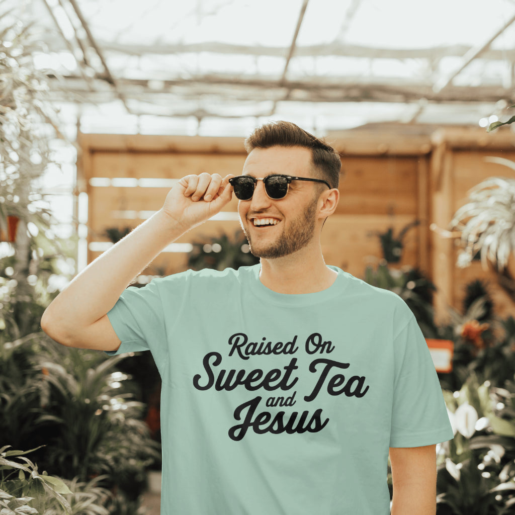 Southern faith t-shirt with sweet tea and Jesus quote