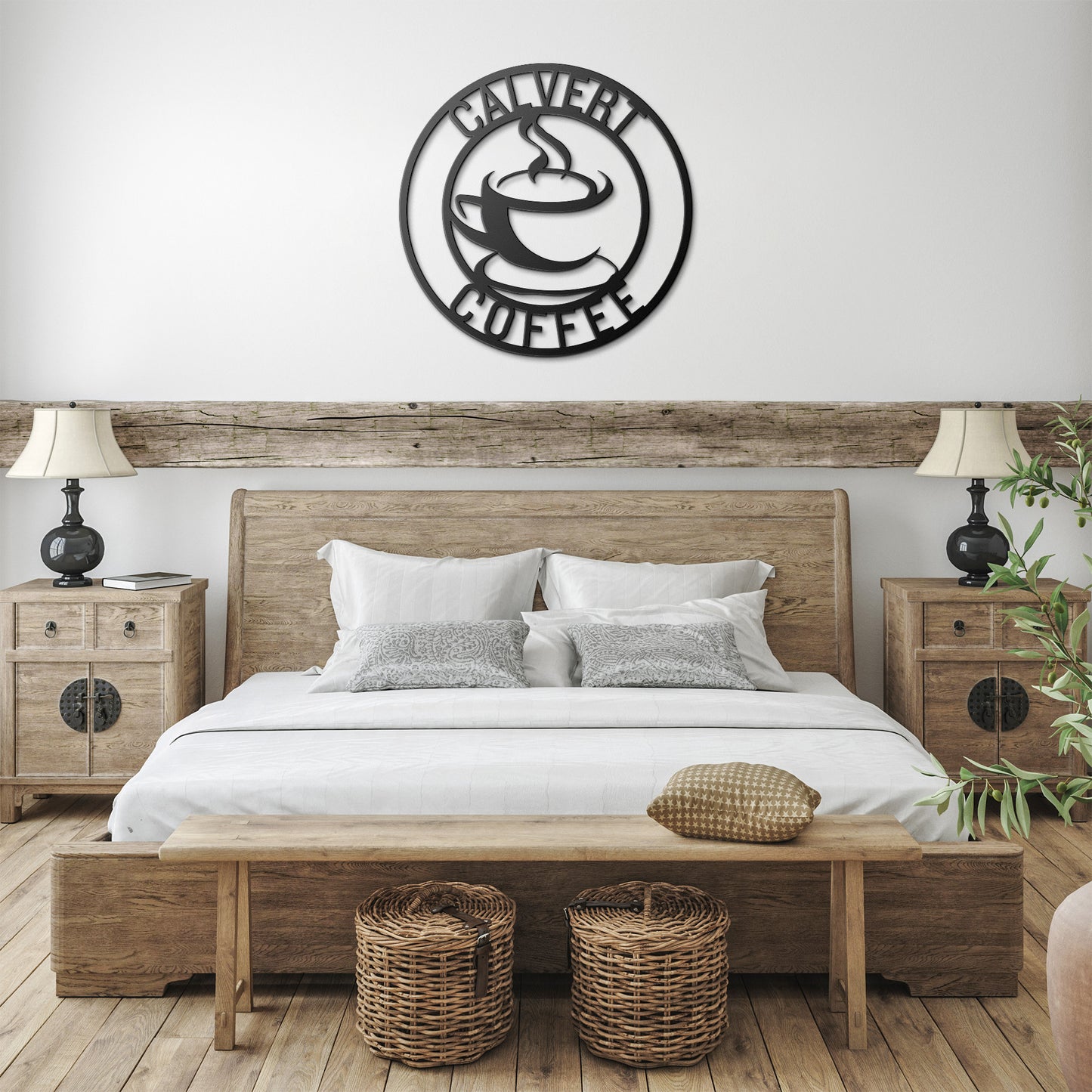 Metal coffee sign with personalized name for coffee lovers
