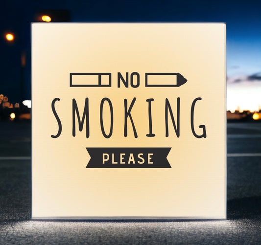Bright no smoking sign canvas with broken cigarette graphic
