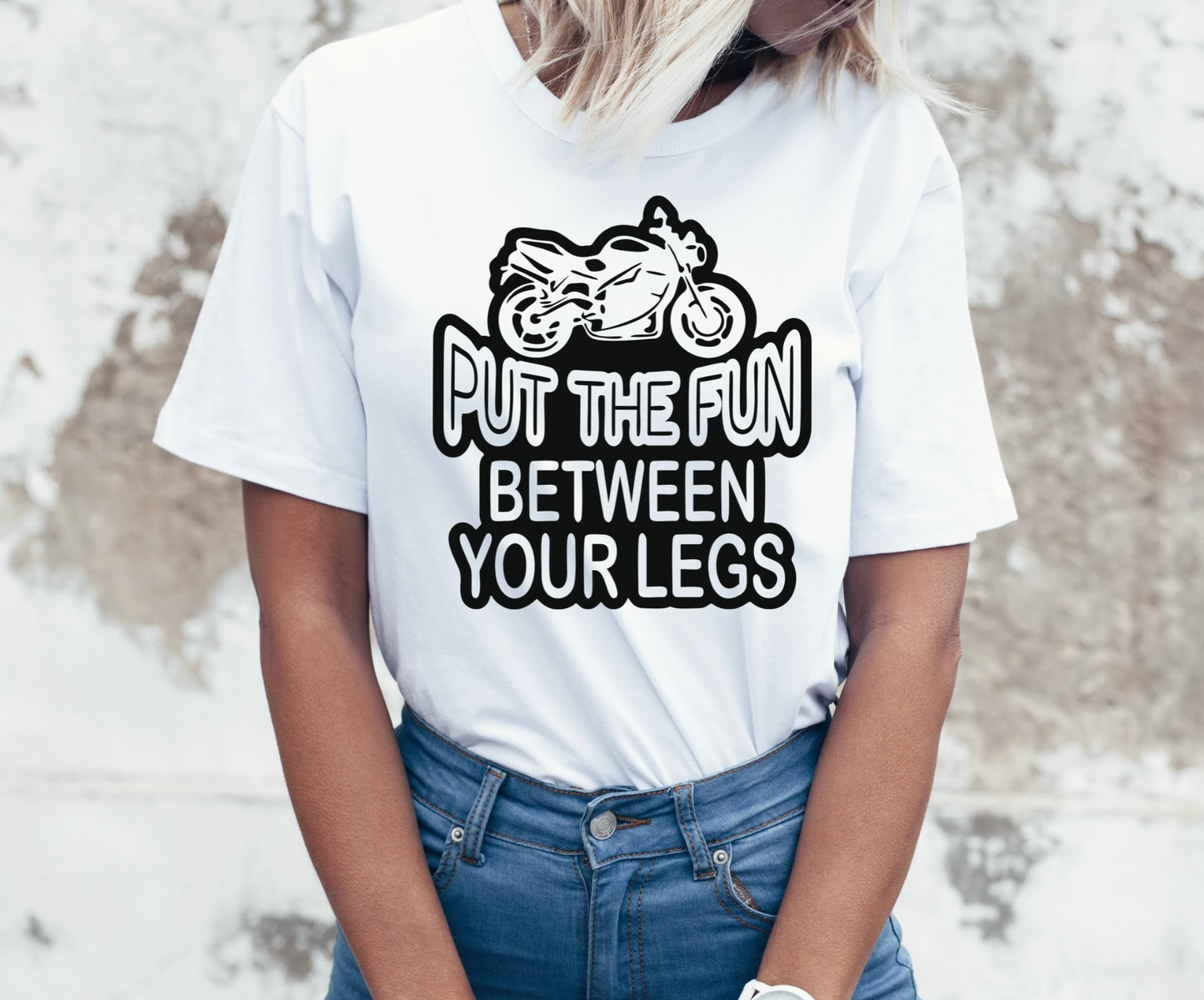 "Motorcycle, Put The Fun Between Your Legs" T-Shirt - Weave Got Gifts - Unique Gifts You Won’t Find Anywhere Else!