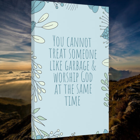 Religious art canvas with floral background
