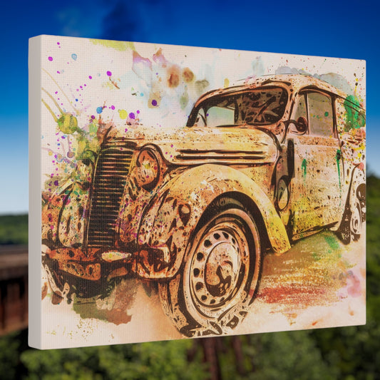 Vintage Car Canvas Art – Watercolor Classic Car Print
