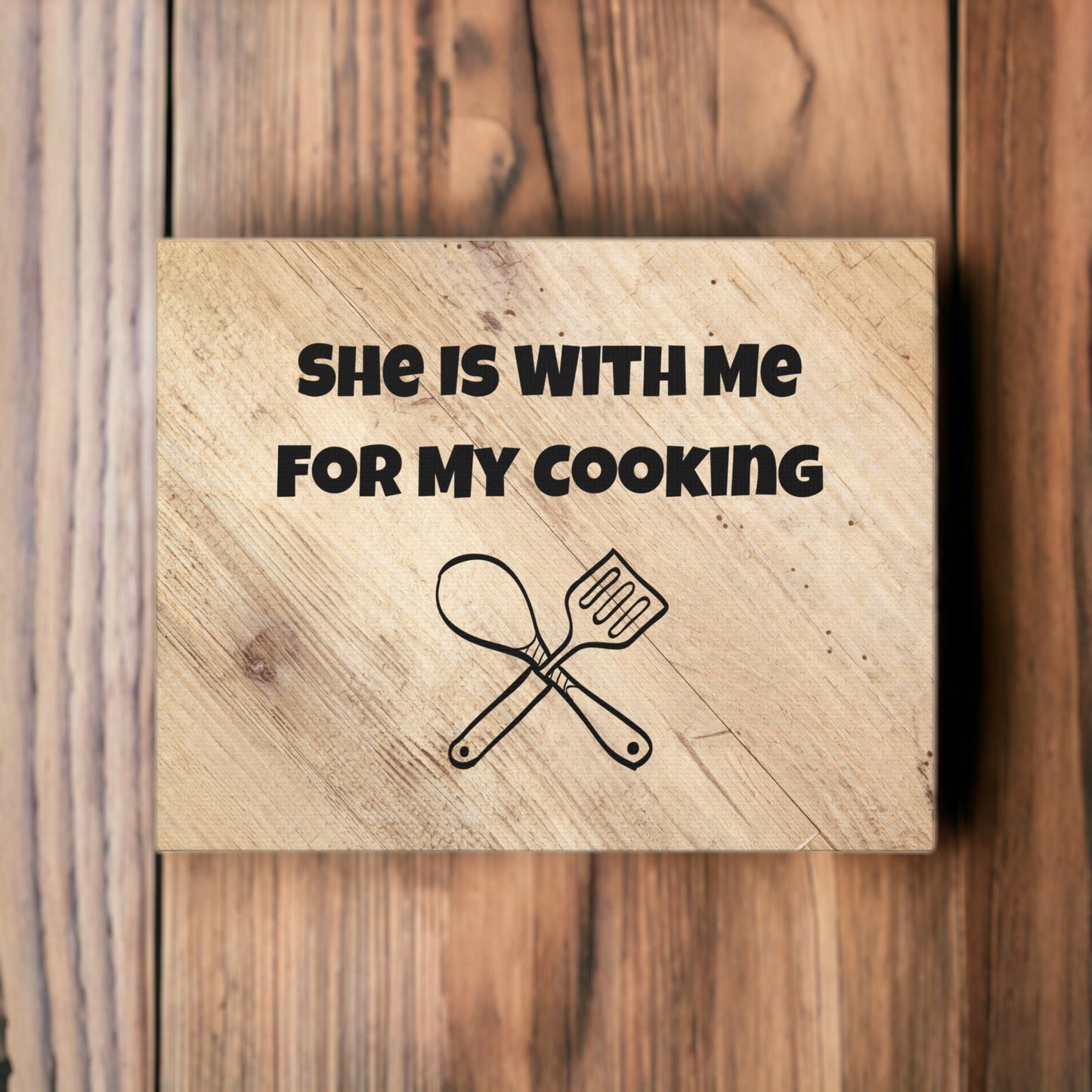 Funny kitchen wall art with spoon and spatula graphic
