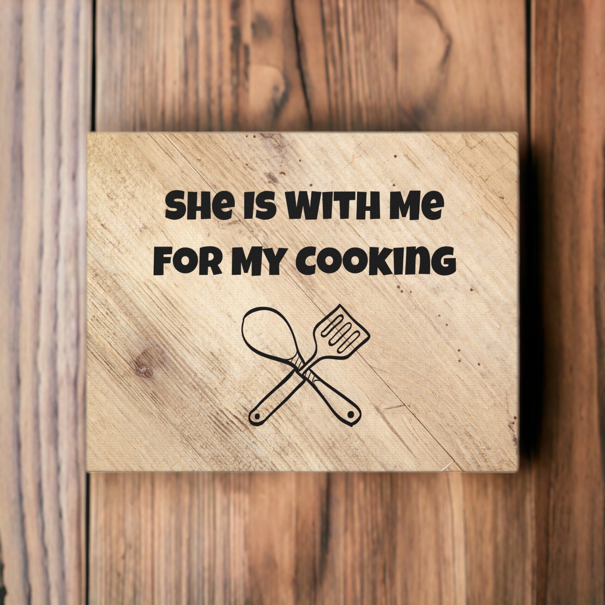 Funny kitchen wall art with spoon and spatula graphic

