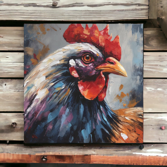 Rooster Canvas Art – Watercolor Farmhouse Wall Print for Rustic Decor