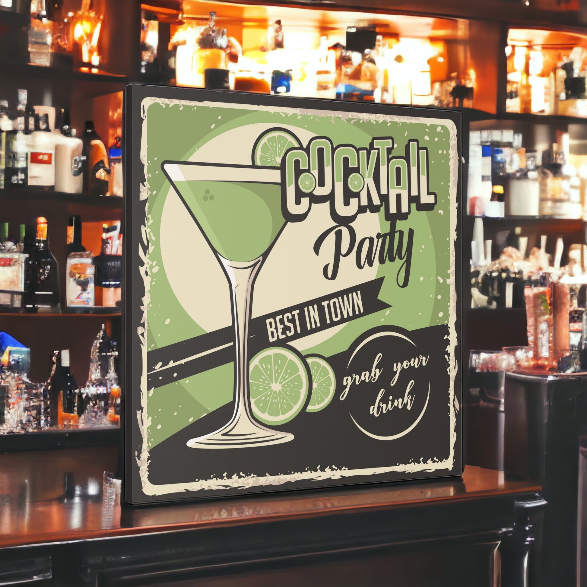 Cocktail Canvas Art – Vintage Bar Wall Print for Home & Lounge

