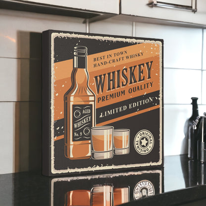 Bar Art Canvas – Vintage Whiskey Wall Decor for Home Bars & Lounges

