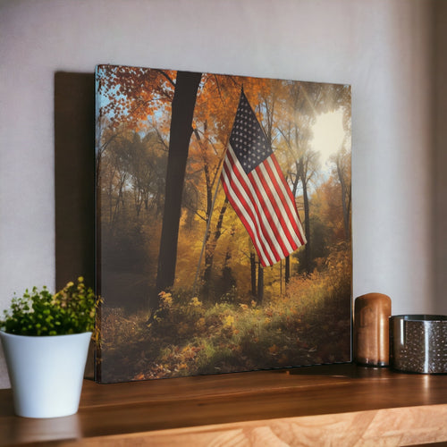 American Flag In Autumn Wall Art