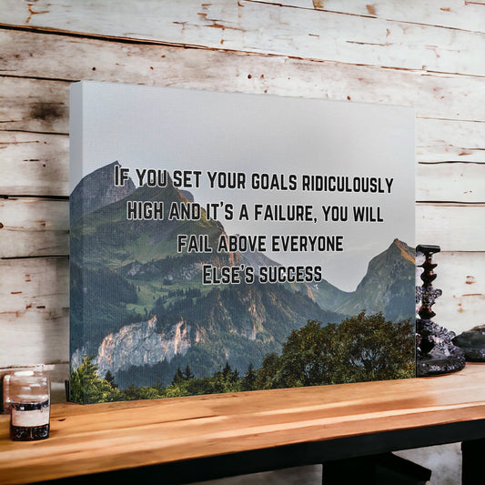 Motivational quotes canvas with mountain background and success quote
