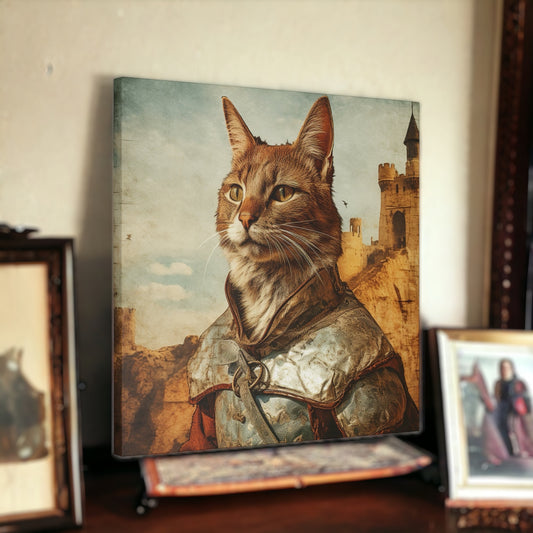 "Medieval Cat Knight" Wall Art - Weave Got Gifts - Unique Gifts You Won’t Find Anywhere Else!
