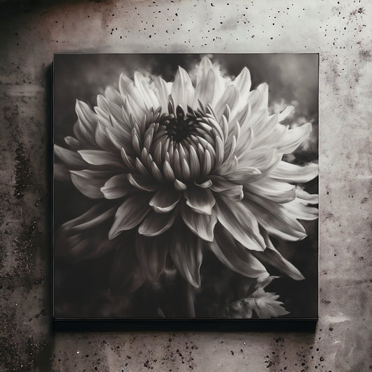 Monochrome White Flower Canvas Print