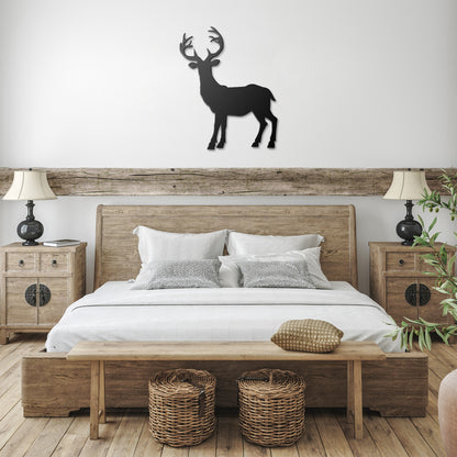 Rustic metal deer art with antlers

