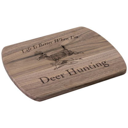 High-quality wooden cutting board celebrating deer hunting lifestyle.