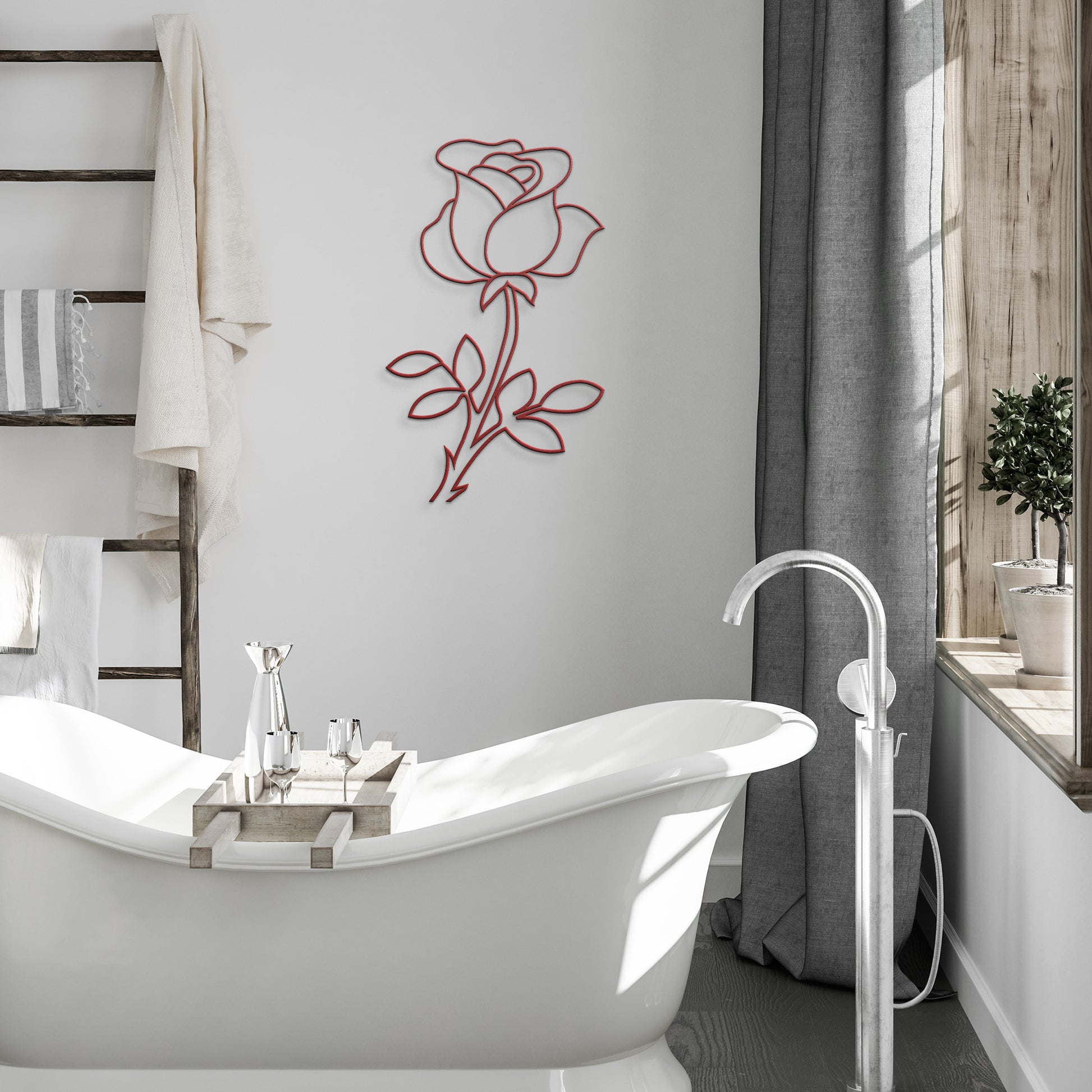Metal rose wall art for indoor and outdoor use
