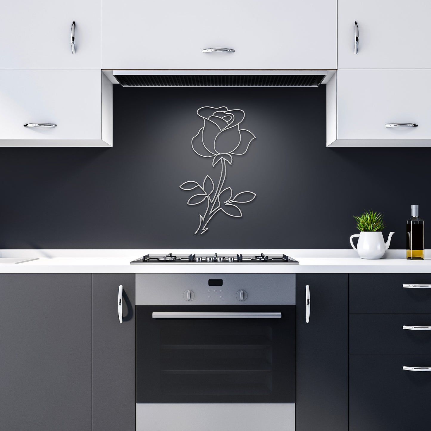 Steel Metal Rose Flower Cut Out Sign – Elegant Flower Metal Sign for Home and Garden

