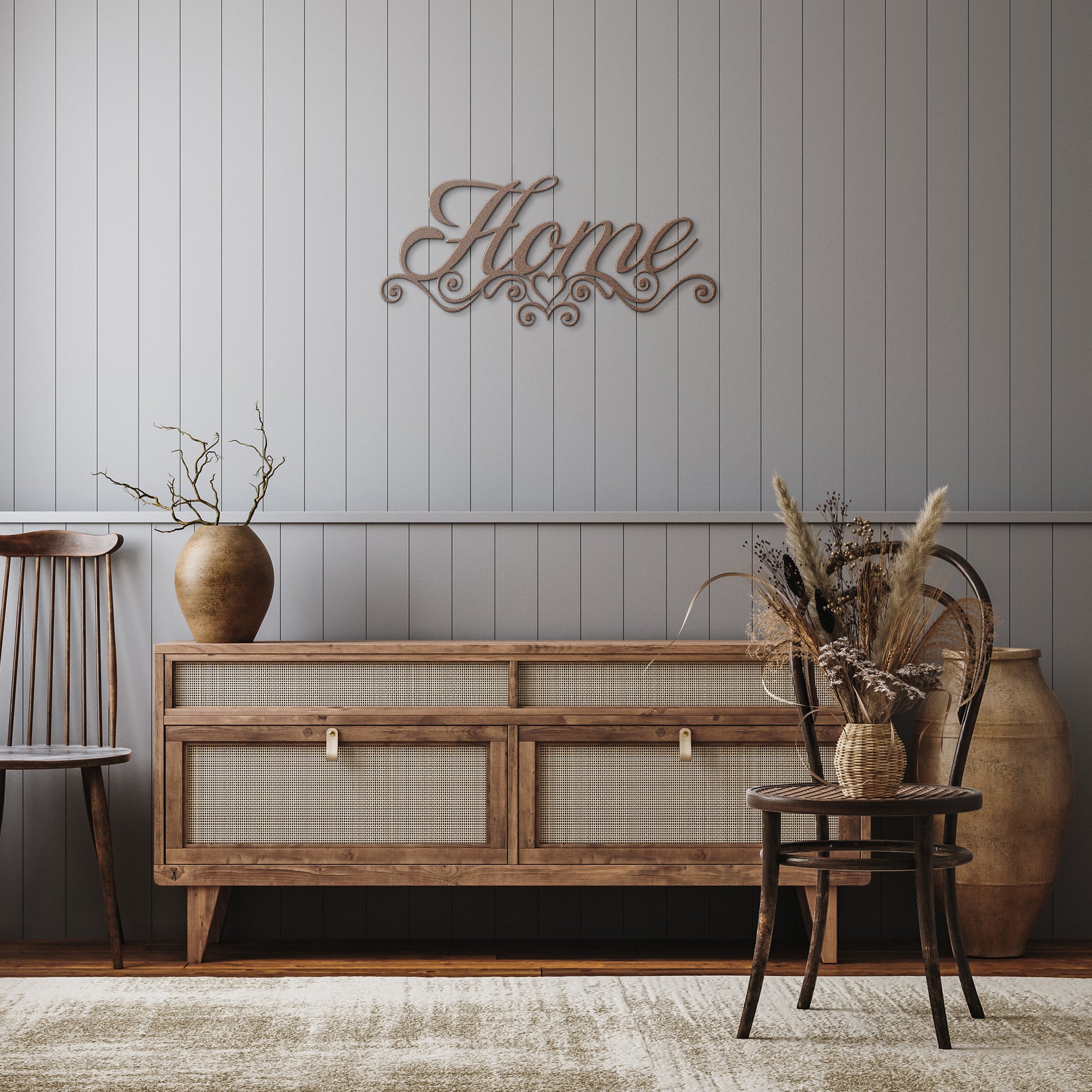Stylish steel sign for home entryway or patio
