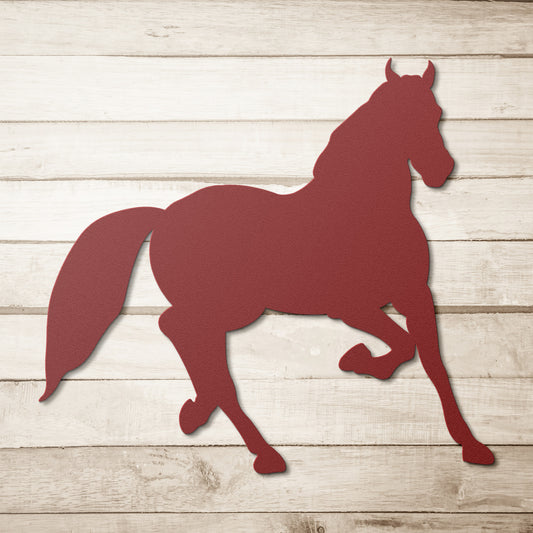 Elegant horse wall art crafted from 18-gauge steel.
