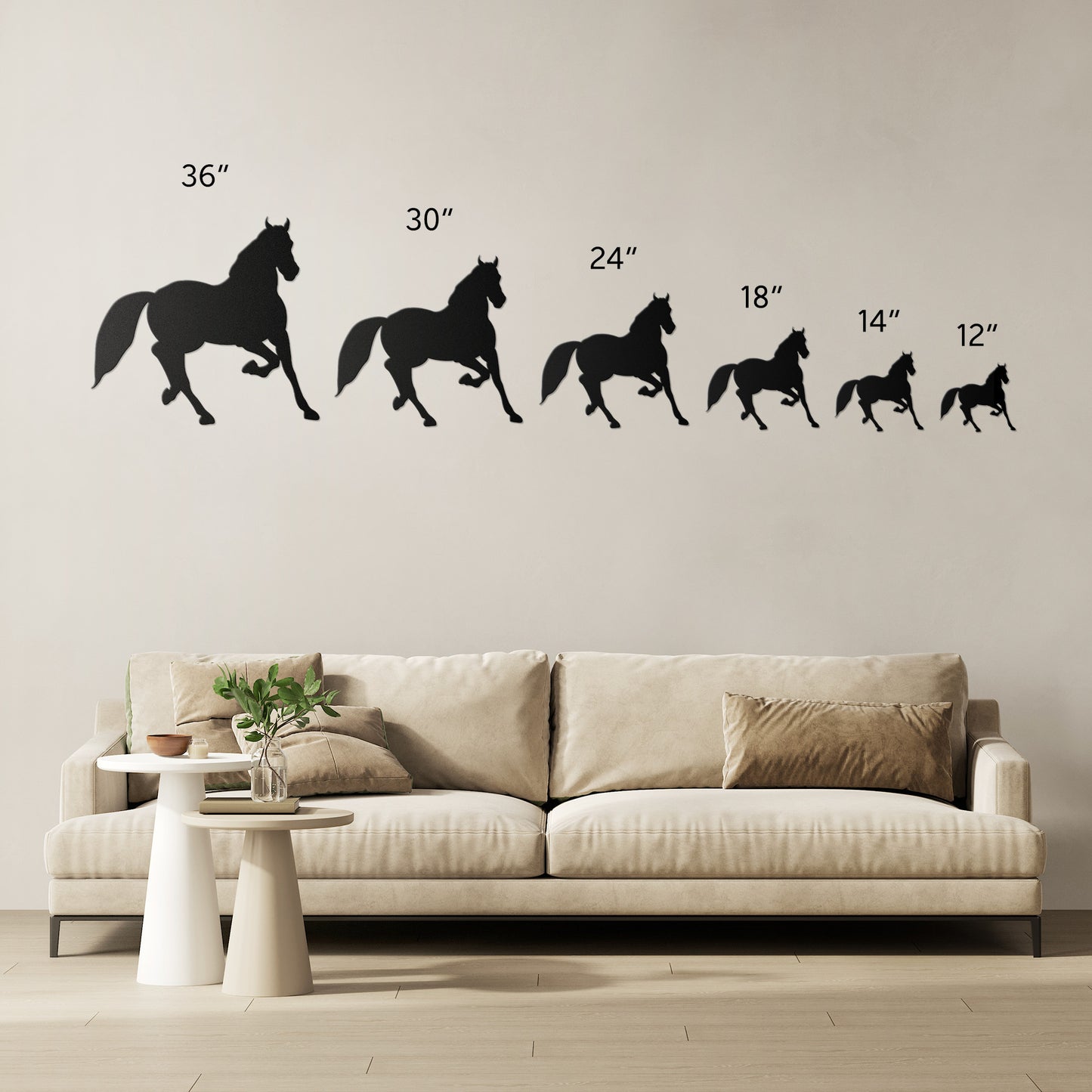 Galloping horse metal art for indoor or outdoor spaces.
