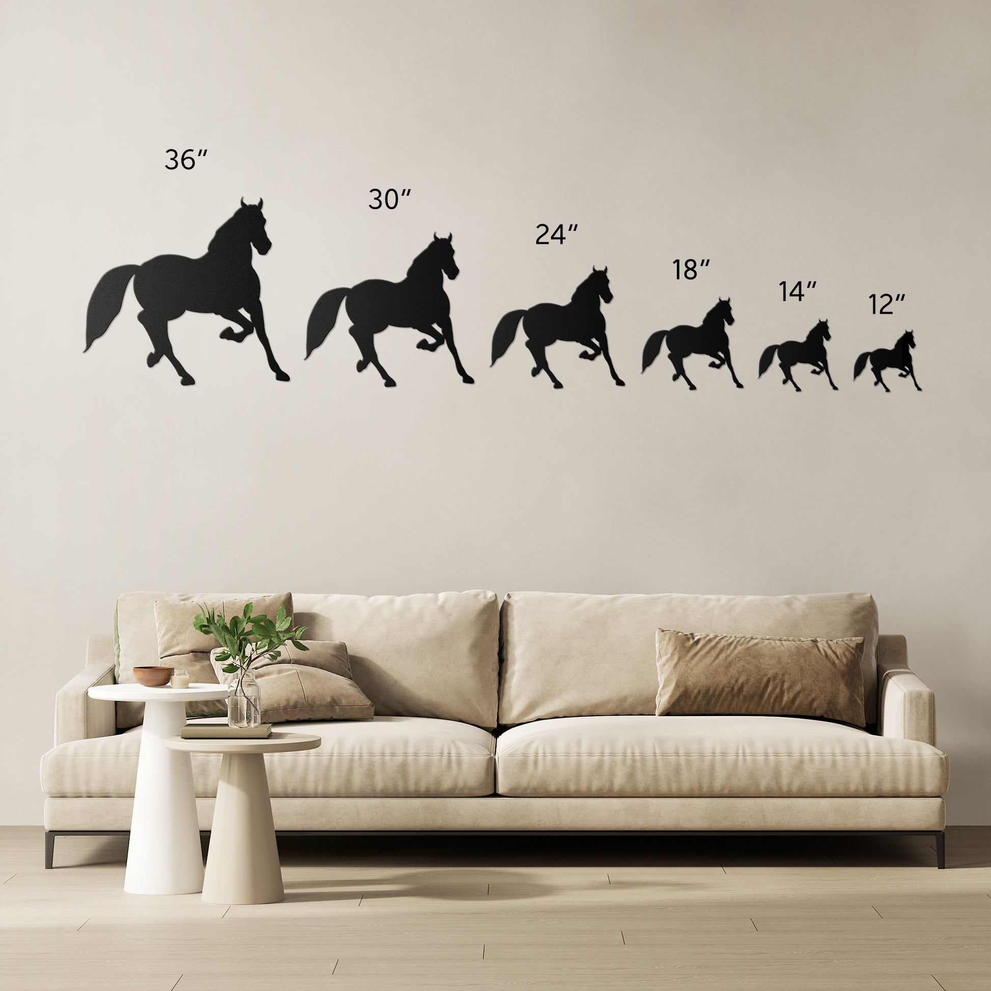 Galloping horse metal art for indoor or outdoor spaces.
