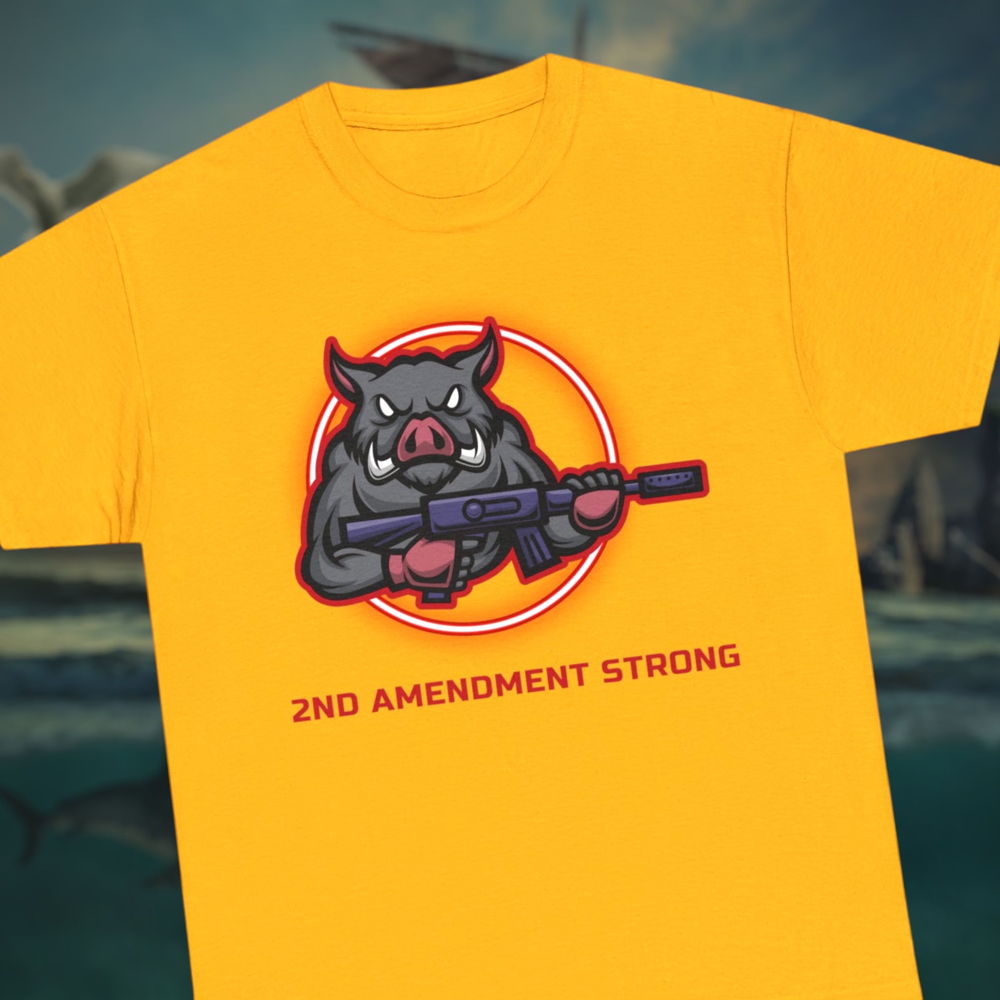 2nd Amendment T-Shirt – Bold Hog Rifle Graphic for Gun Rights