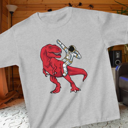 Astronaut Riding a T-Rex Kids Shirt | Space and Dino Fun Tee