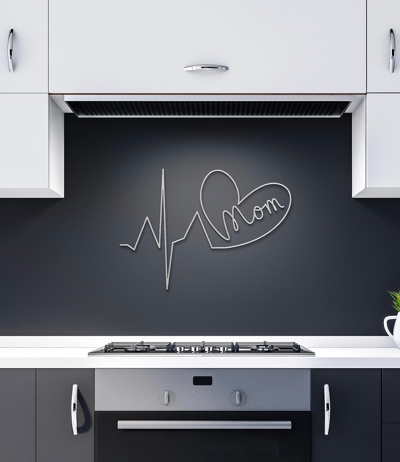 Mother’s Day Decor – Heartbeat & Heart “Mom” Metal Wall Sign