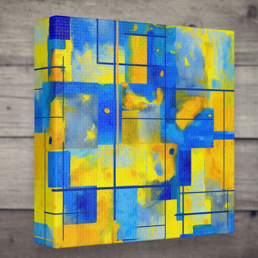 Abstract Prints on Canvas – Modern Yellow & Blue Wall Art

