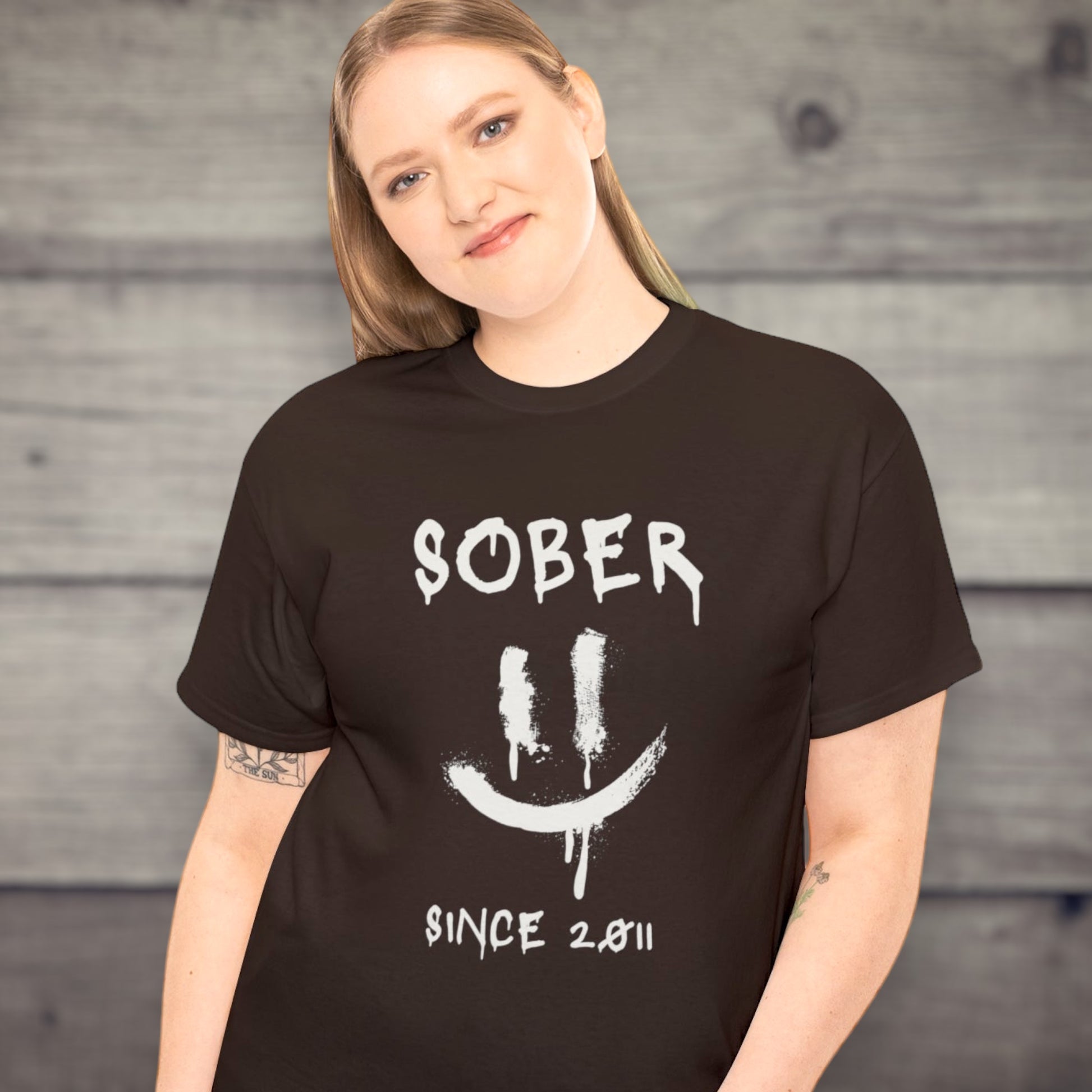Sobriety t-shirt for men and women celebrating recovery milestones
