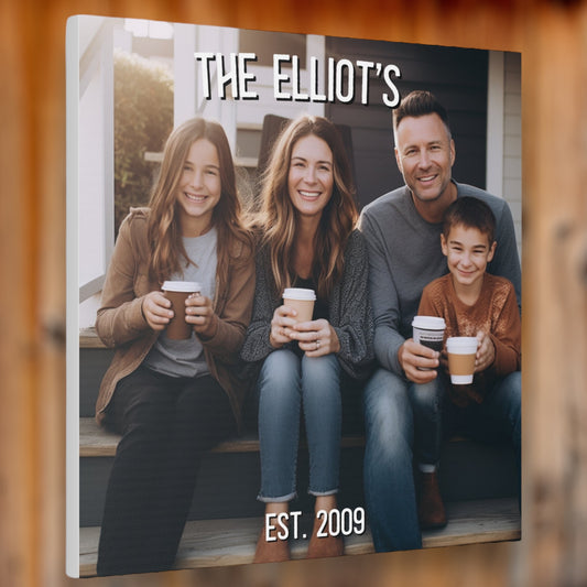 Custom family portrait canvas with last name and est. date
