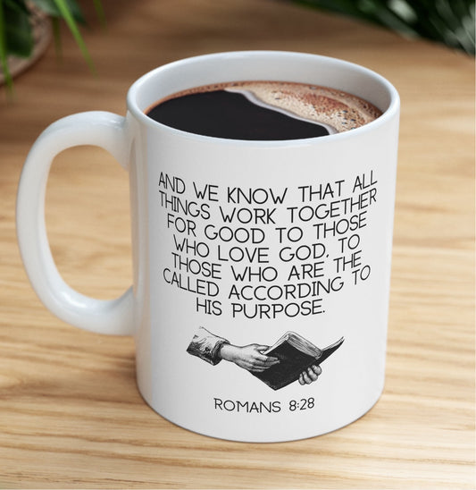 "Romans 8:28" Coffee Mug - Weave Got Gifts - Unique Gifts You Won’t Find Anywhere Else!