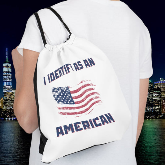 "I Identify As An American" Drawstring Bag - Weave Got Gifts - Unique Gifts You Won’t Find Anywhere Else!
