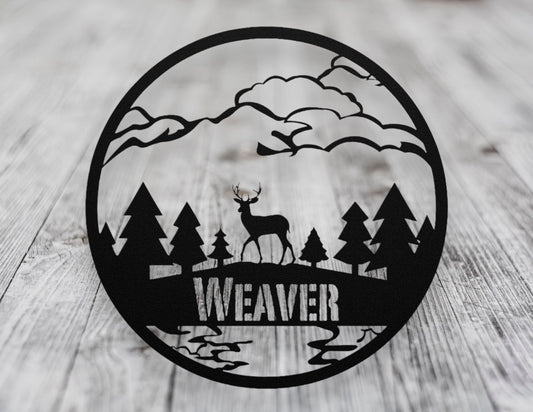 Custom Metal Name Sign – Personalized Deer Hunting Wall Art

