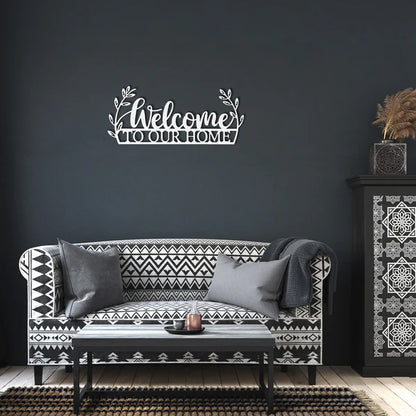 Elegant steel welcome sign for entryways and patios
