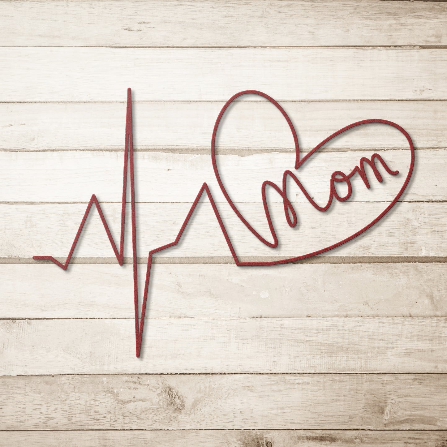 Mom wall art with heartbeat wave and heart shape
