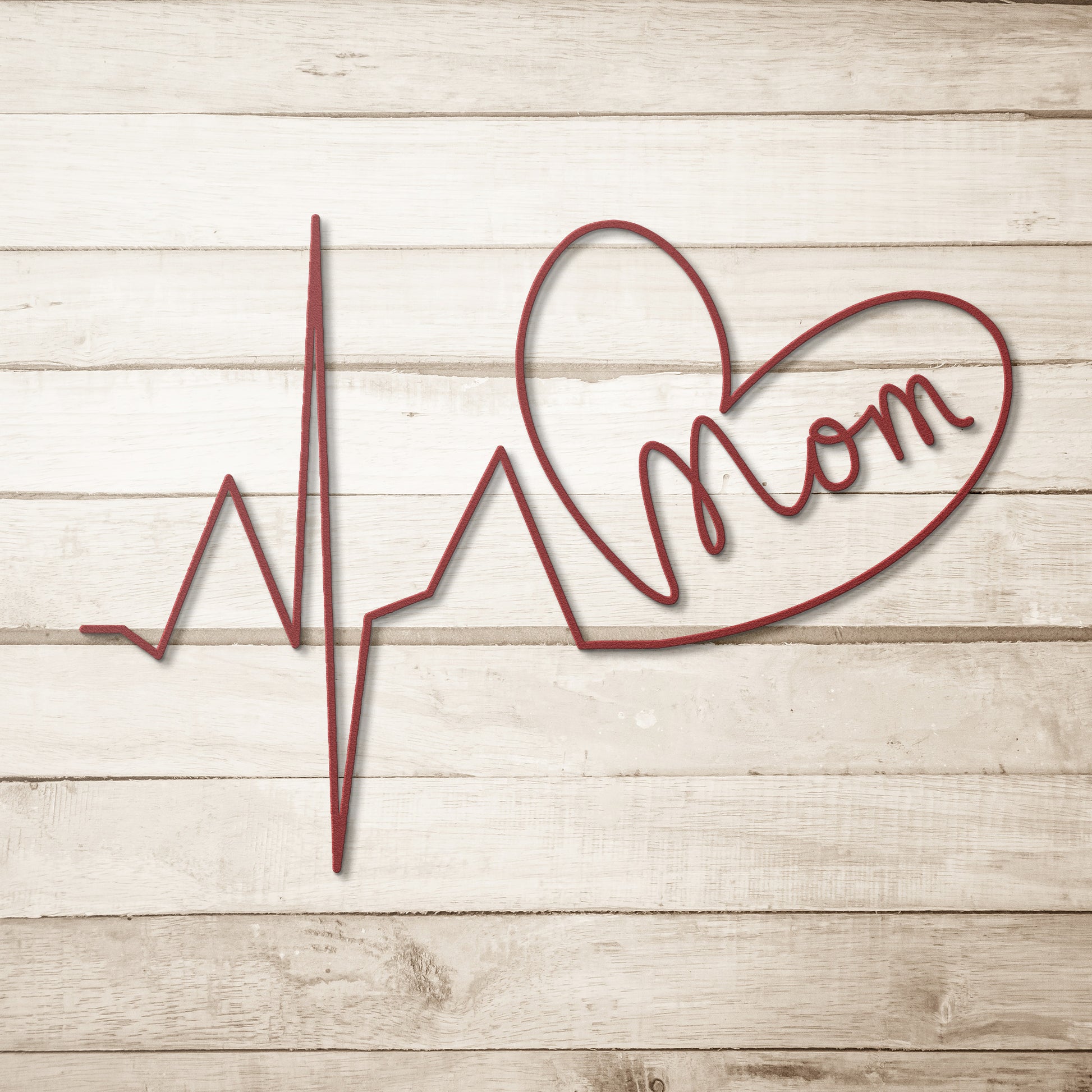 Mom wall art with heartbeat wave and heart shape