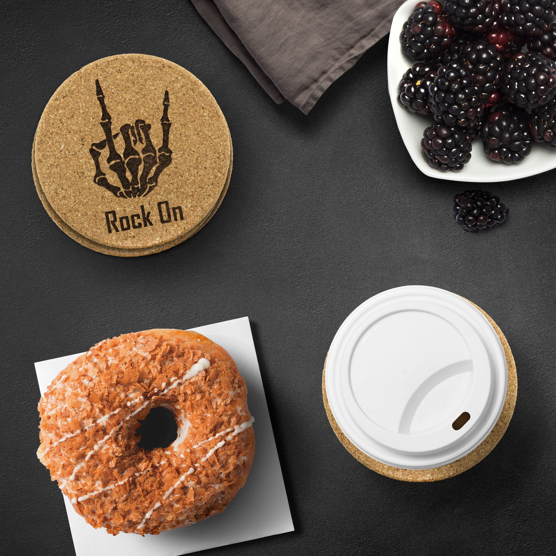 Music-themed skeleton hand coaster set for bars
