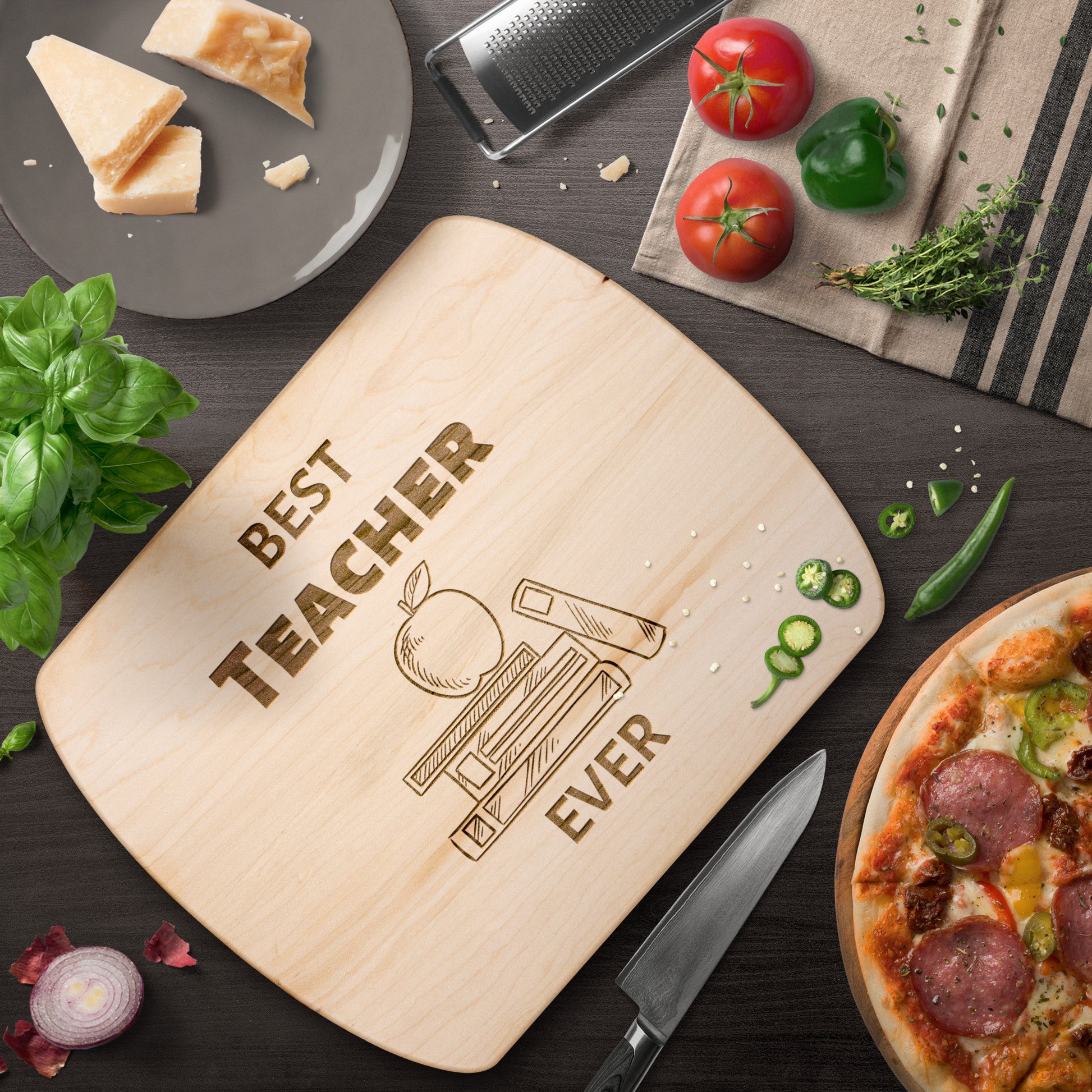 "Best Teacher Ever" Hardwood Cutting Board - Weave Got Gifts - Unique Gifts You Won’t Find Anywhere Else!