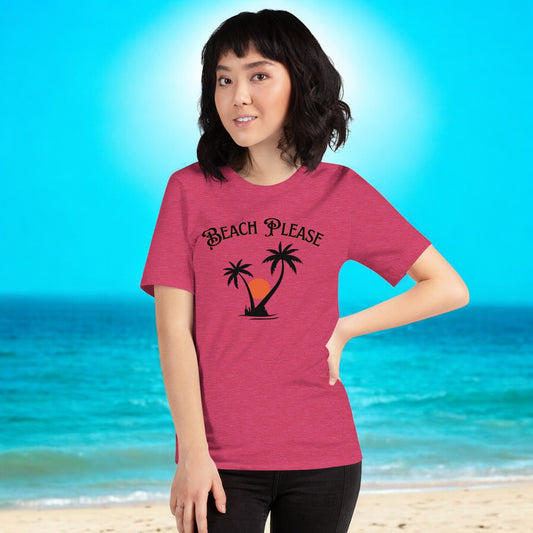 Beach Please T-Shirt – Funny & Tropical Tee for Wome